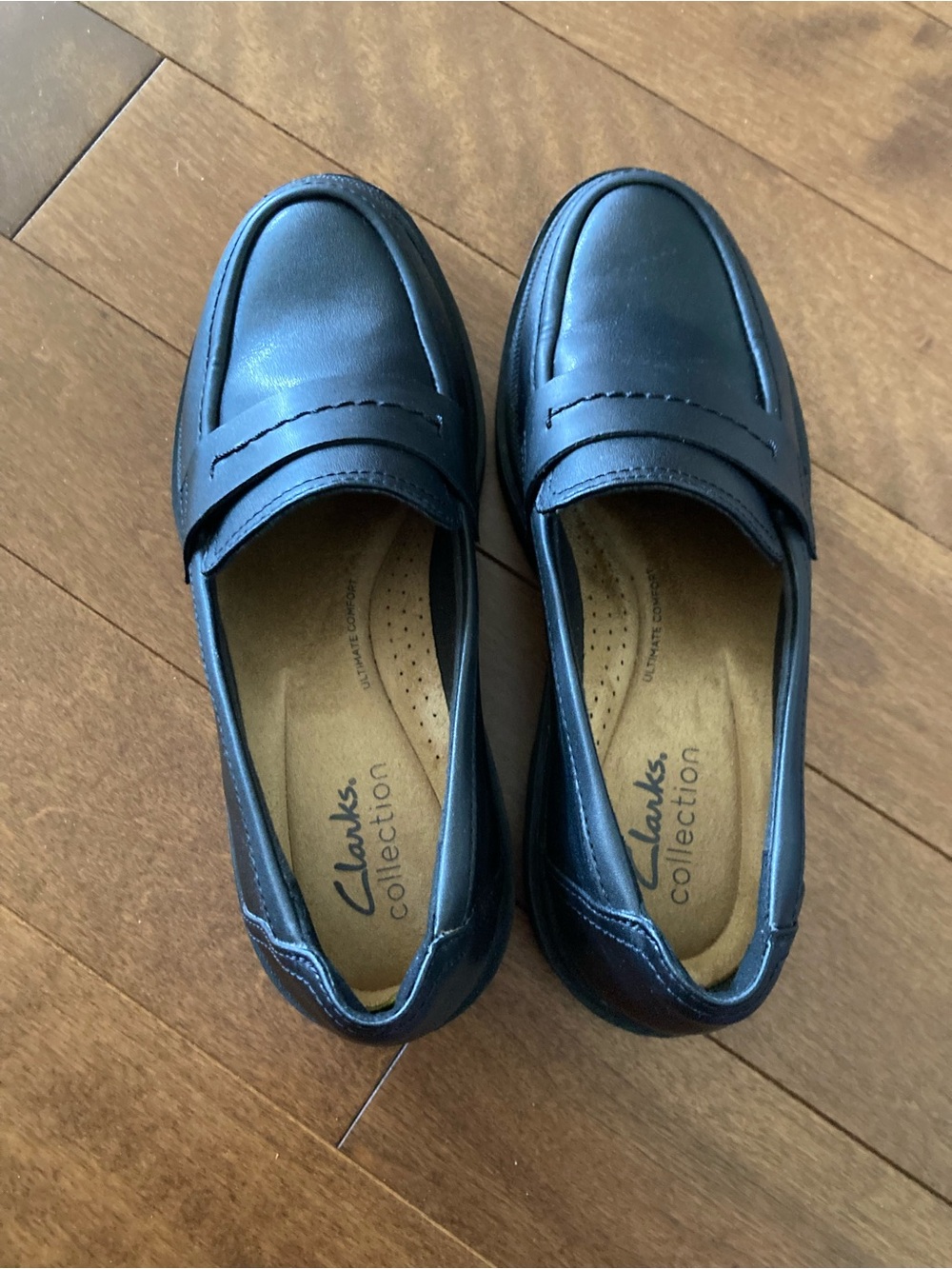 Clarks Black Leather Women's Slip-On Loafers